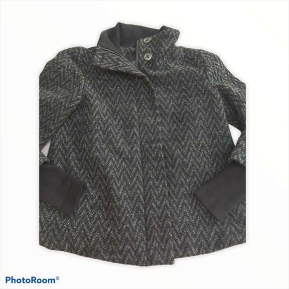 PRANA Med wool jacket Thick Black Gray Chevron - Picture 2 of 13
